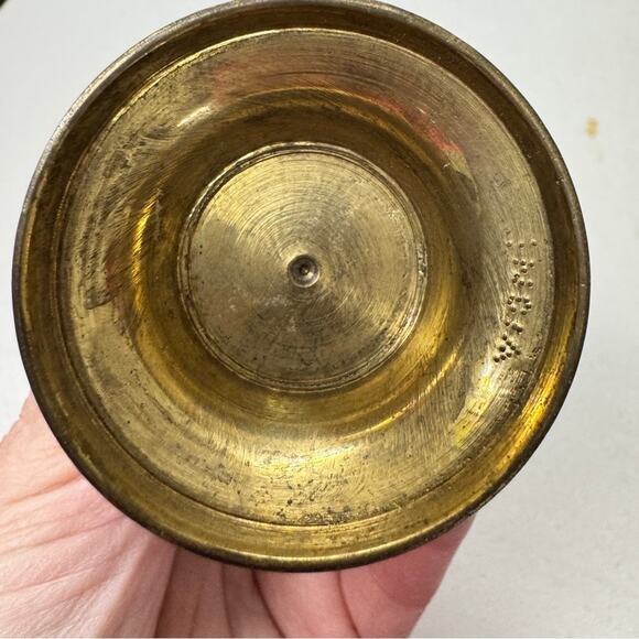 Vintage Brass Floral Etched Mini Bud Vase Boho Home Decor Made In India - Picture 3 of 8